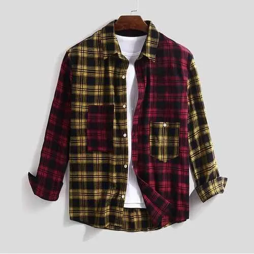 100% Cotton Plaid Patchwork Shirts