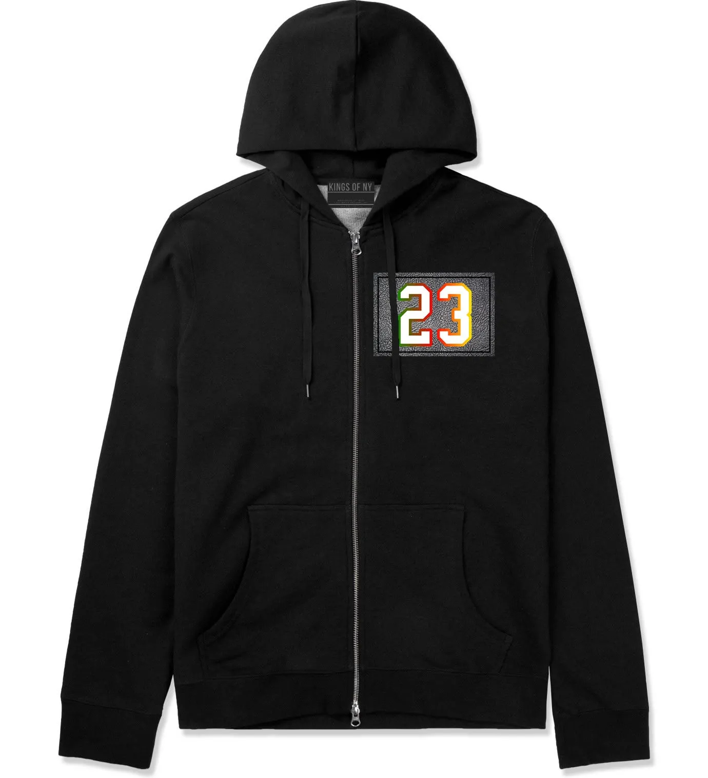 23 Cement Print Colorful Jersey Zip Up Hoodie