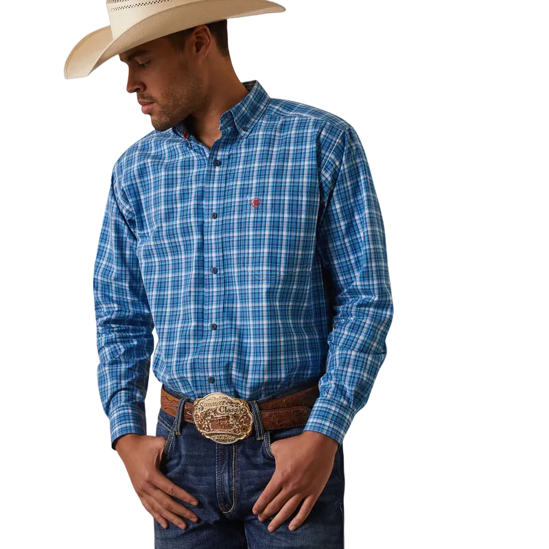 Ariat Men's Stretch Long Sleeve Western Blue Shirt