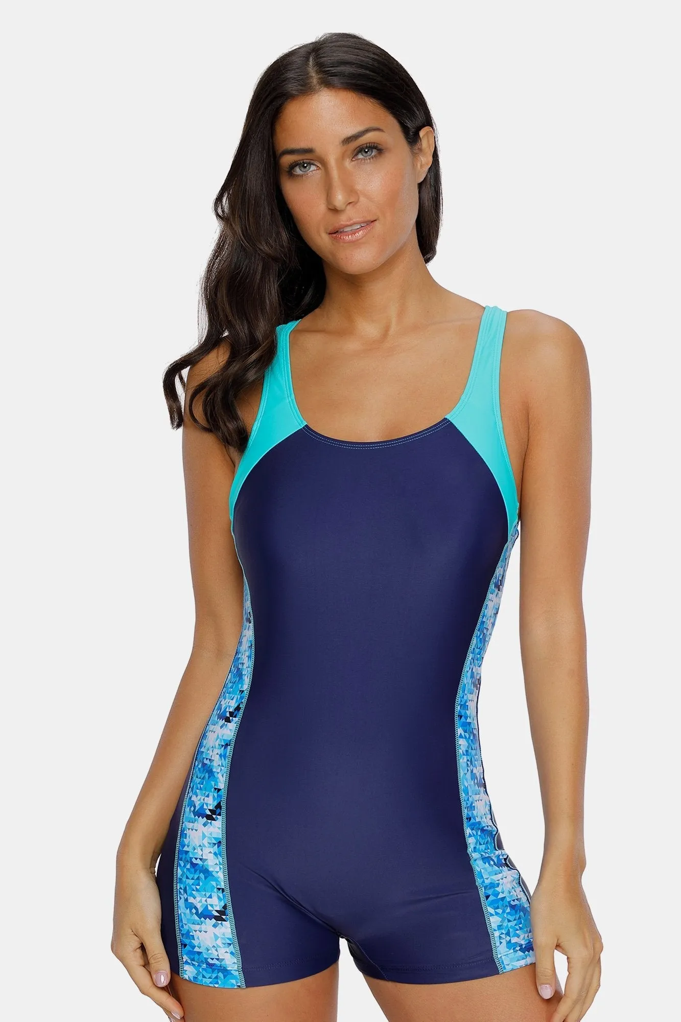 Attraco BLue Athletic Pull Over Sport Bathing Suit