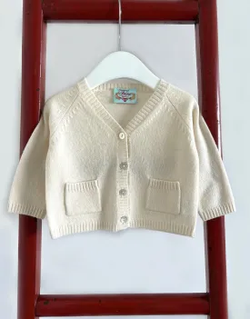 Baby Pocket Cashmere Cardigan in Ivory