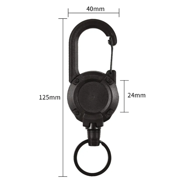 Backpack Carabiner Plastic Retractable Pull Badge Reel, Color: Black-Steel Wire Rope