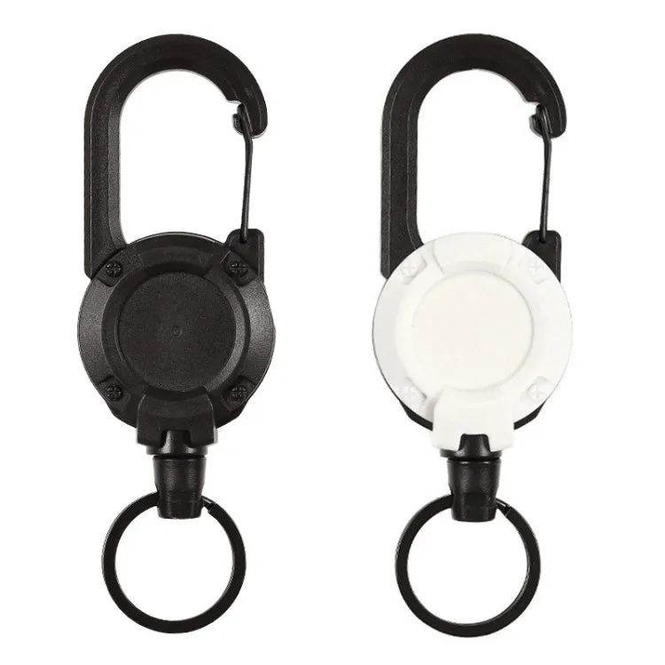 Backpack Carabiner Plastic Retractable Pull Badge Reel, Color: White- Fiber Rope