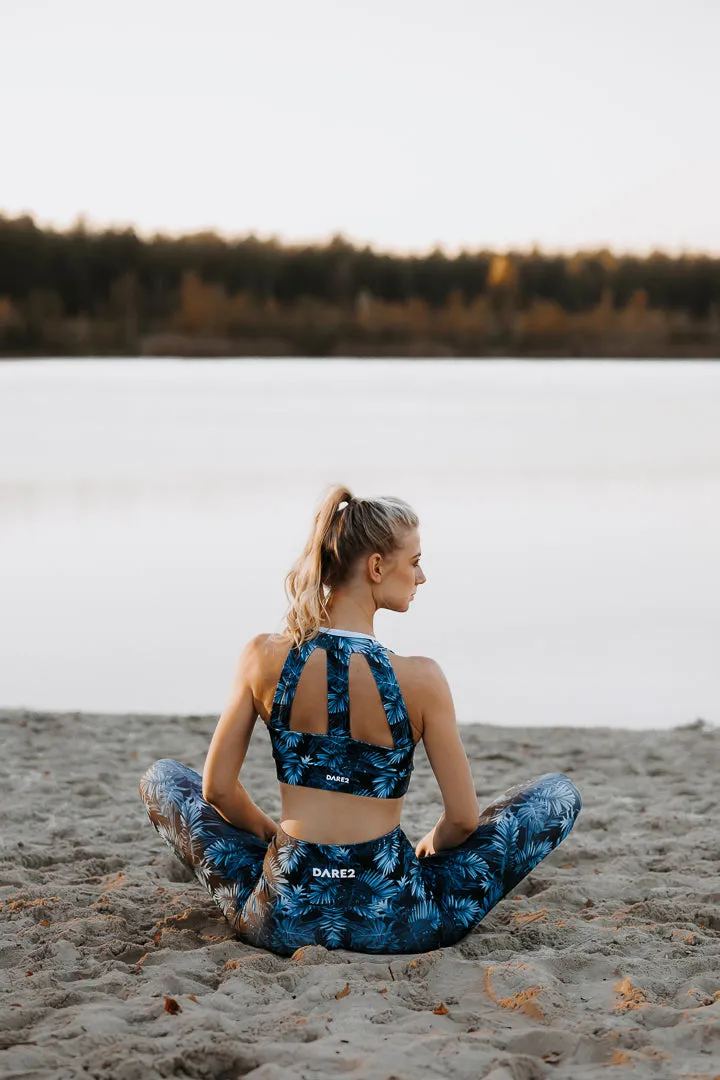 Blue Palm Trees Sports Bra