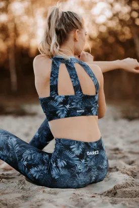 Blue Palm Trees Sports Bra