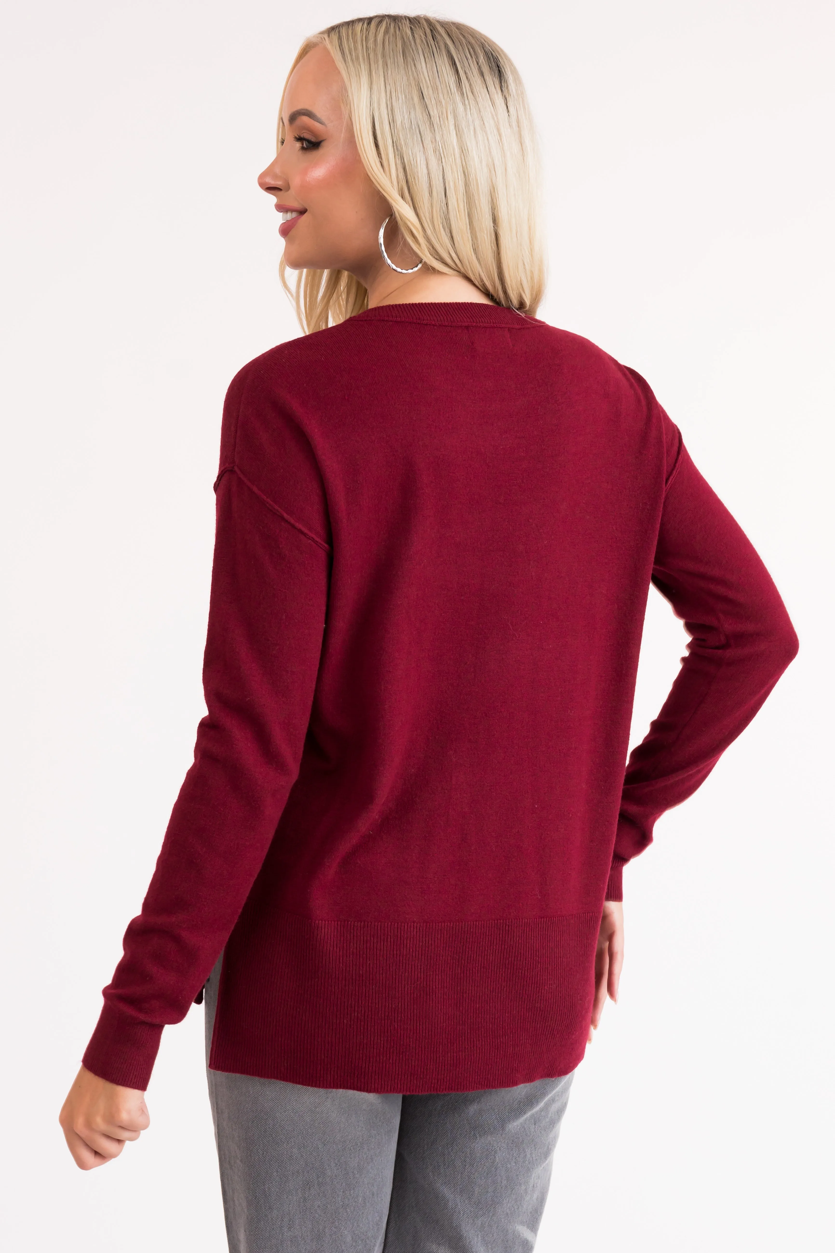 Burgundy Lightweight Knit Sweater