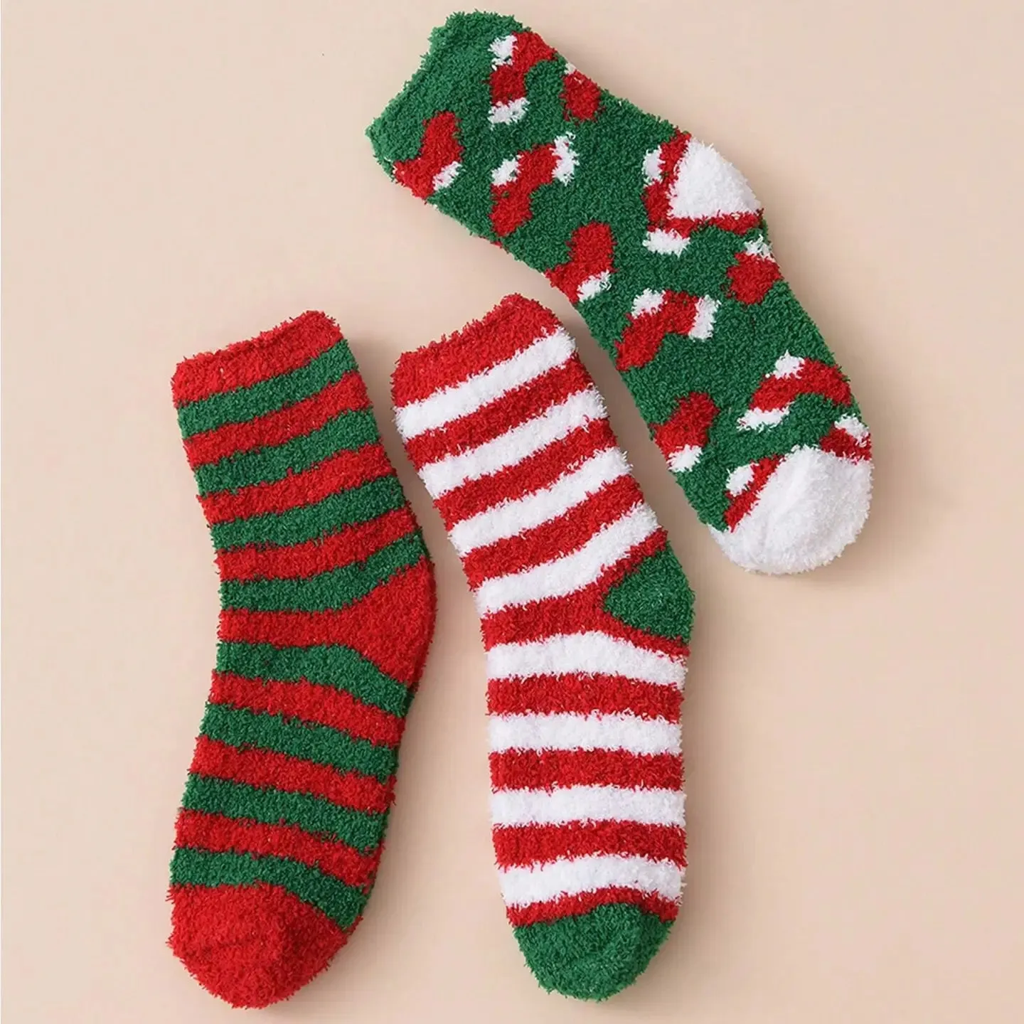 Christmas Striped Warm Cozy Socks 3 Pack