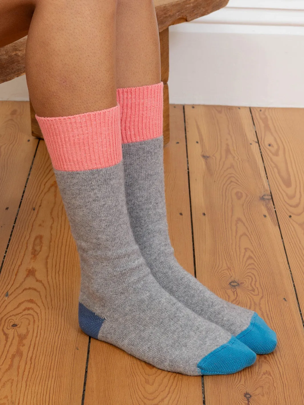 Colour block wool socks