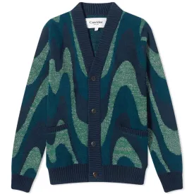 Corridor cardigan with shimmering waves, green