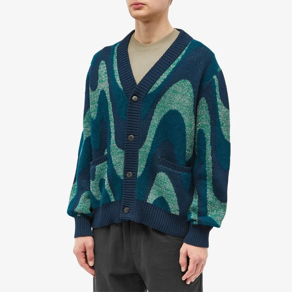 Corridor cardigan with shimmering waves, green