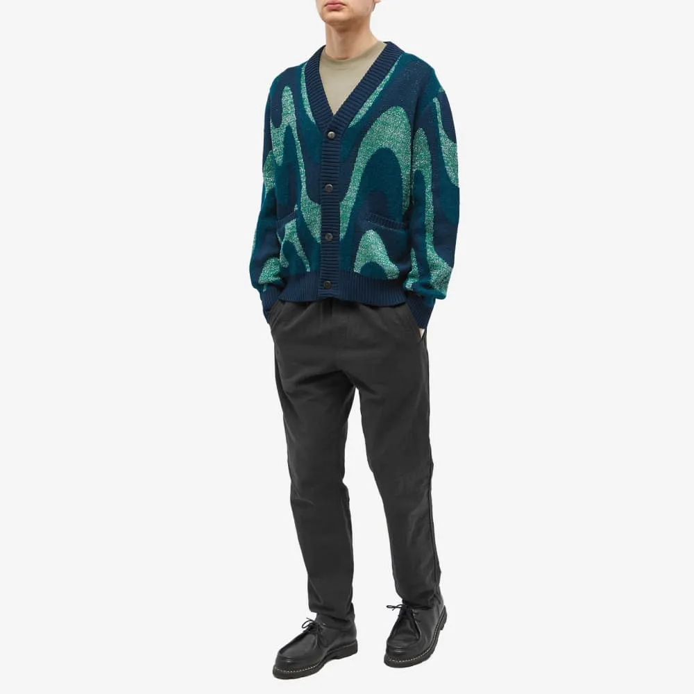 Corridor cardigan with shimmering waves, green