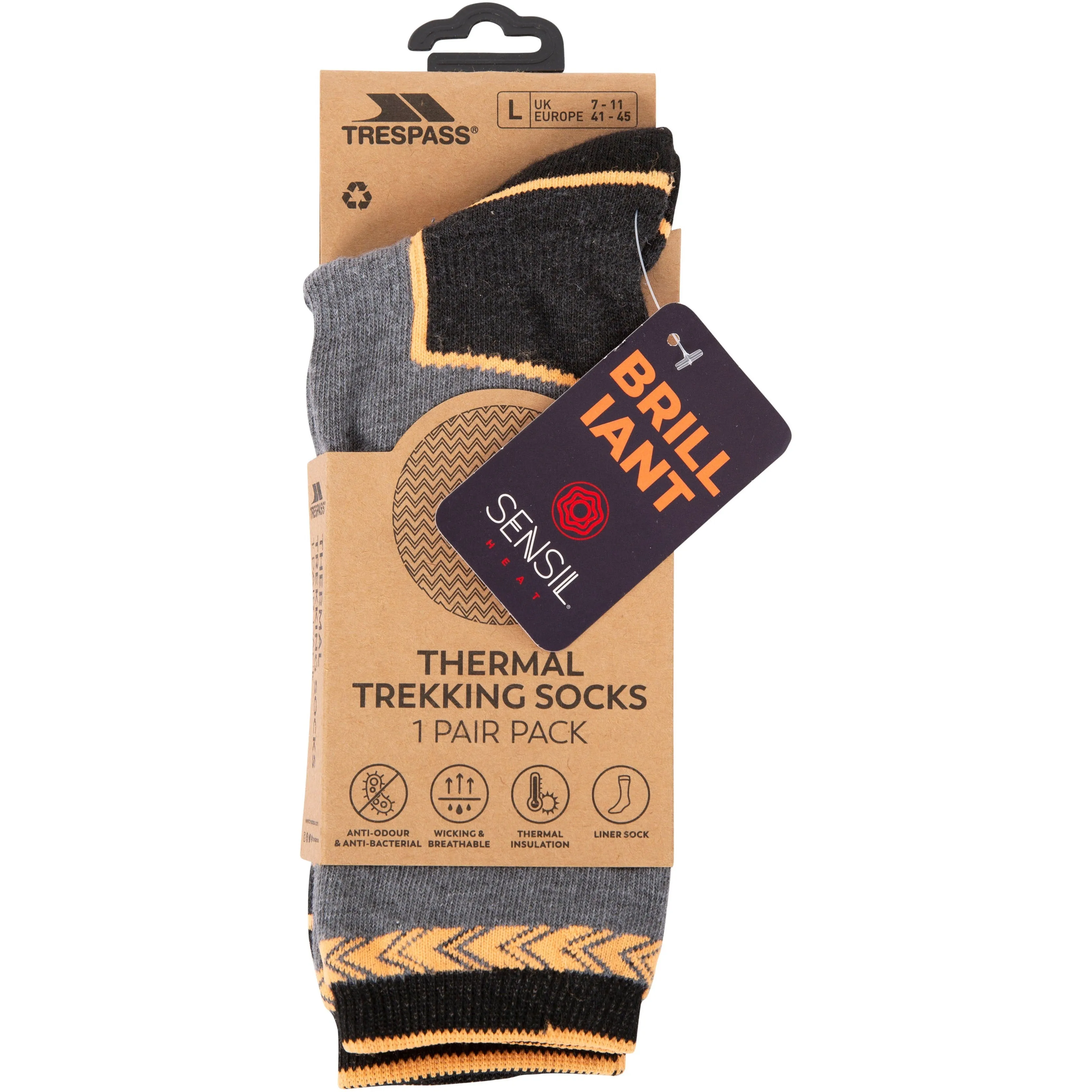 Cortado Adults Thermal Trekking Sock in Black Marl