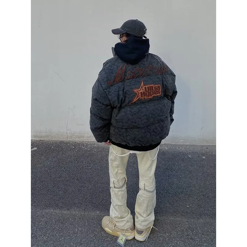 Embroidery Letter Thickened Street Style Puffer Jacket