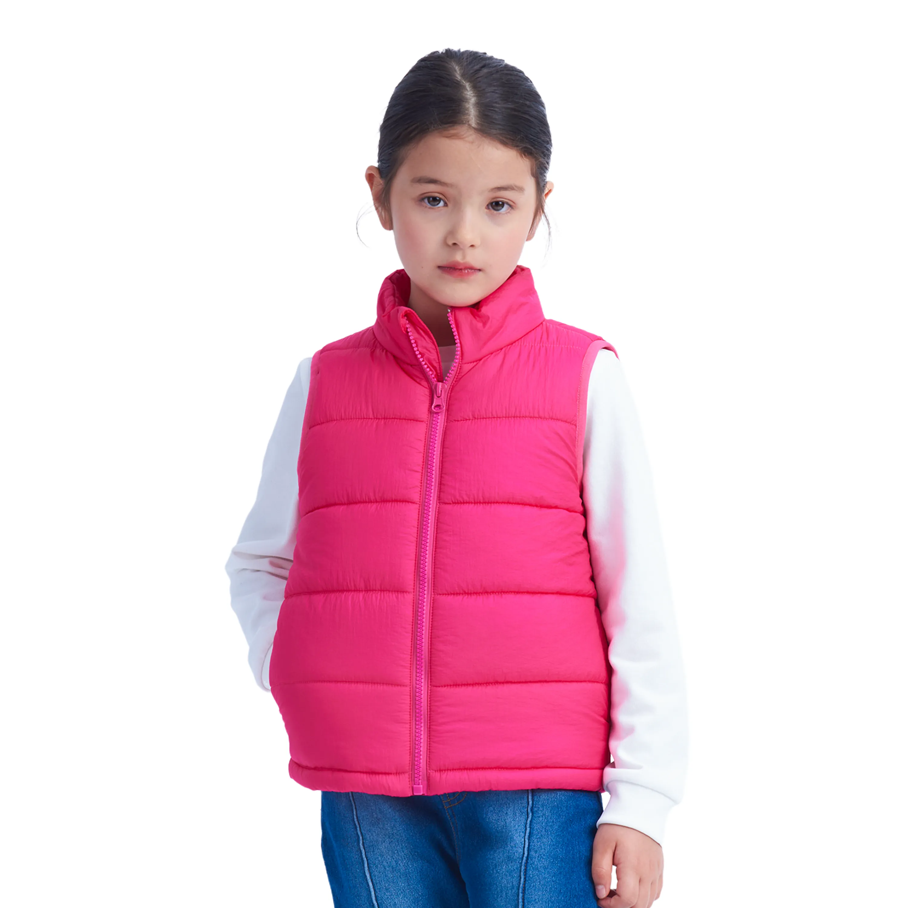 Girls Winter Puffer Vest, Winter Lightweight Gilet Red