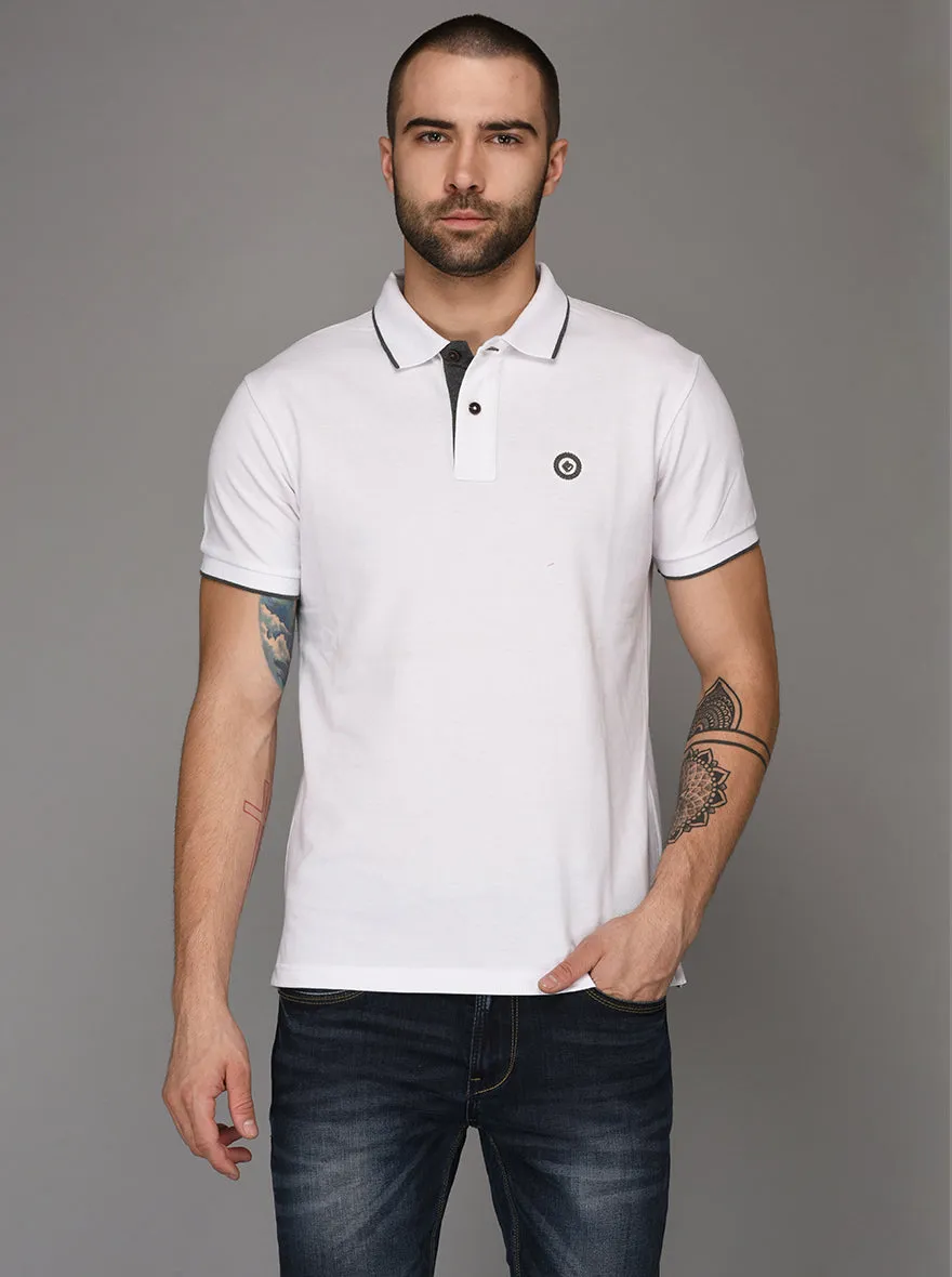 Greenfibre White Slim Fit Polo T-Shirt