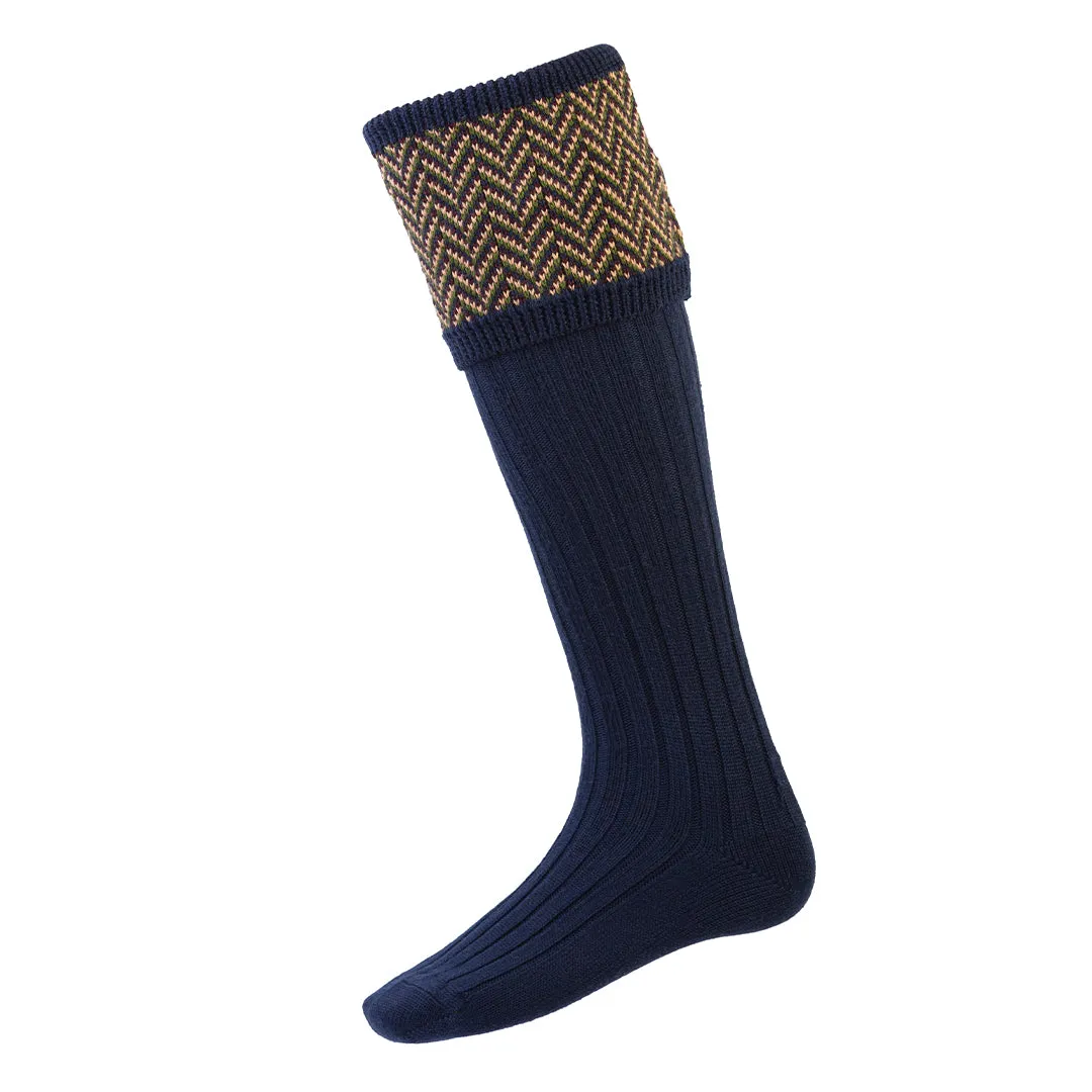 Herringbone Socks Navy by House of Cheviot