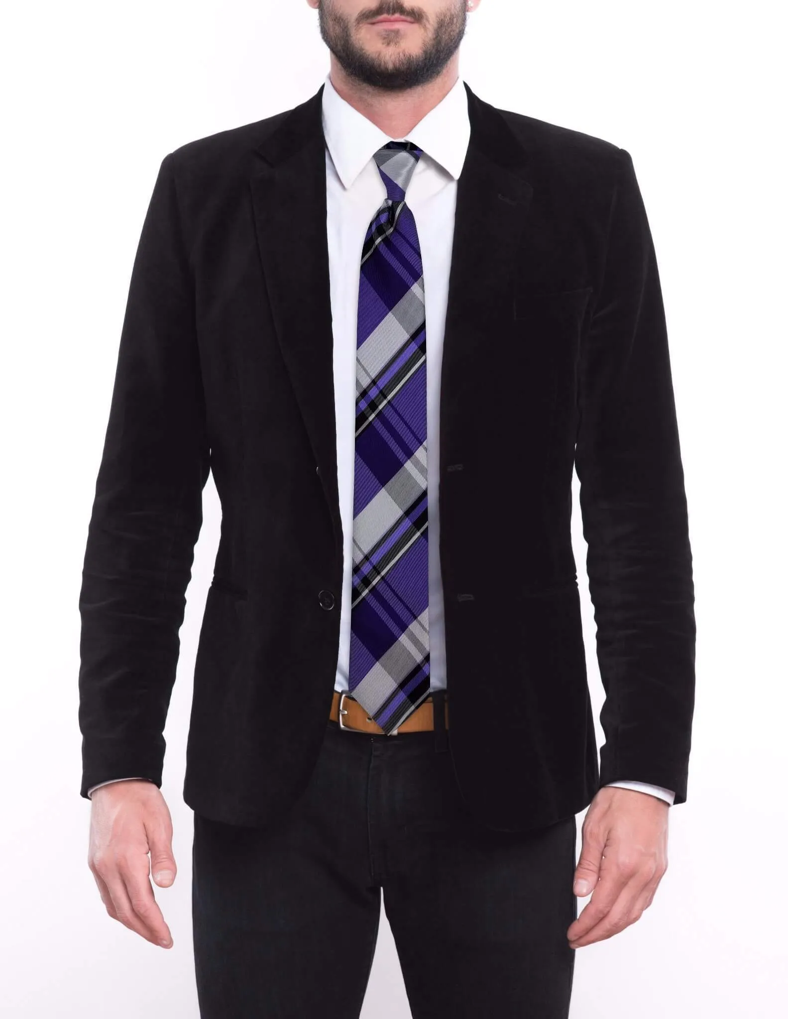 Indigo Plaid Traditional Tie