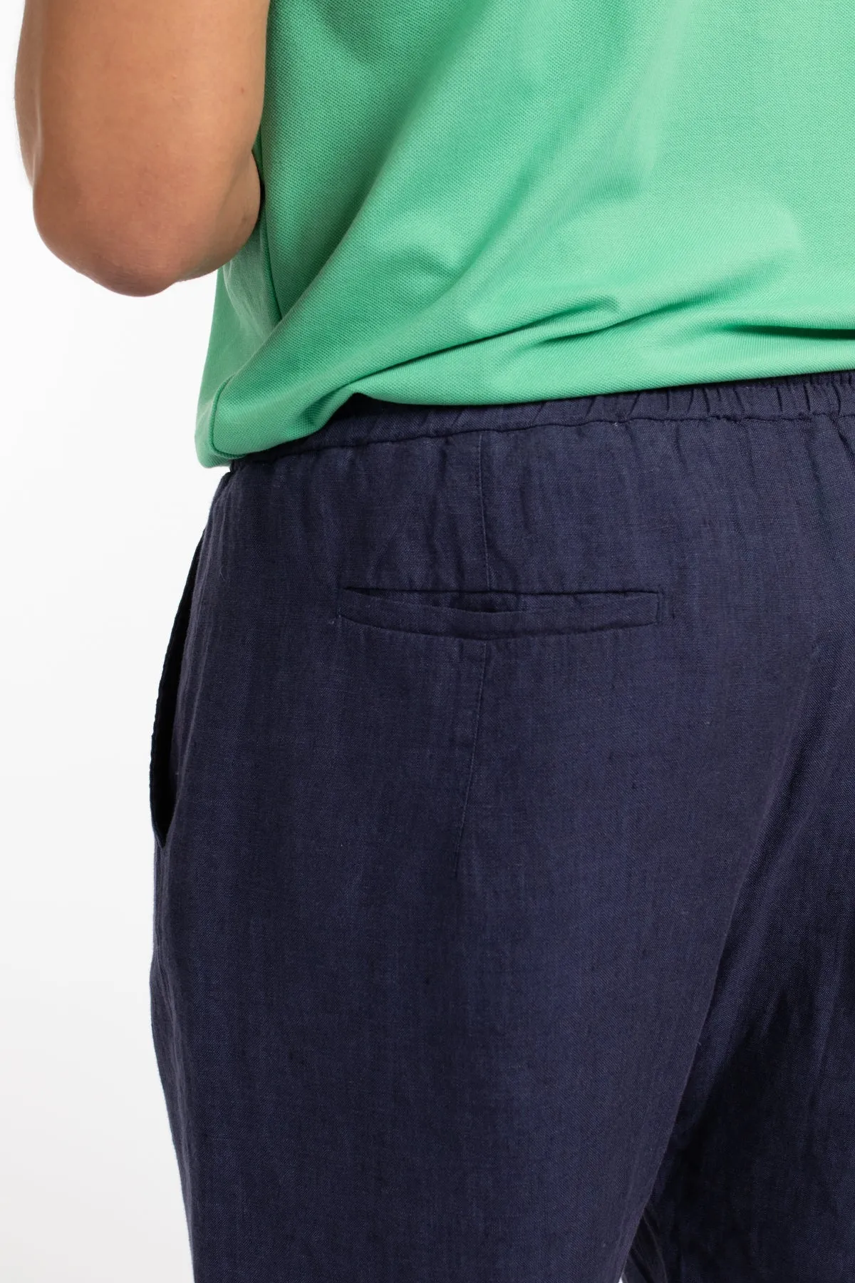 Indigo Relaxed Waist Linen Short