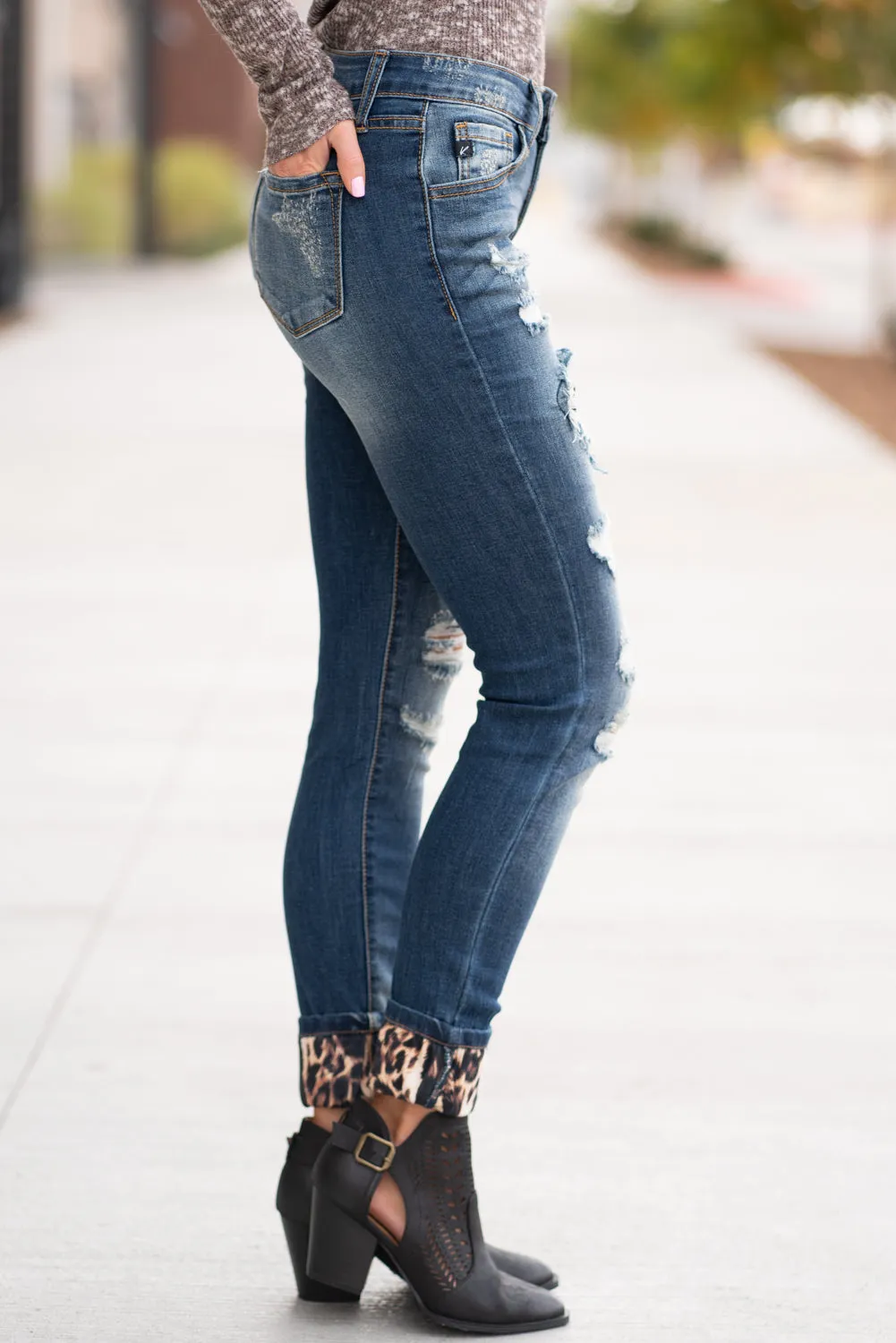 Mason Mid Rise Leopard Patch Skinny