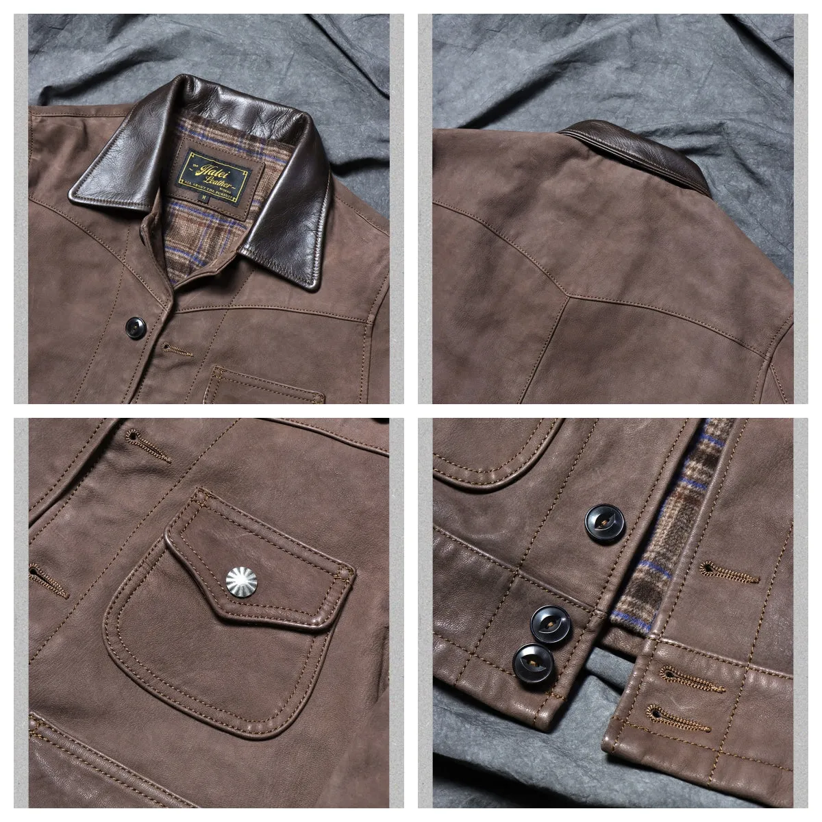 Men's Coffee Western Leather Jacket