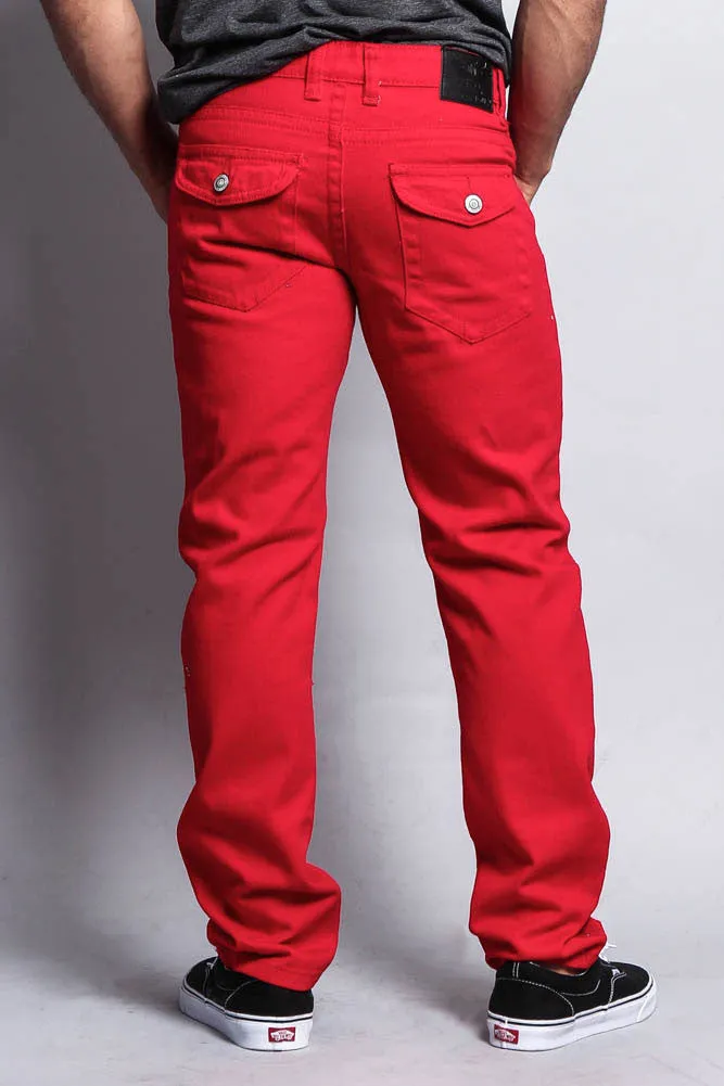 Men's Destroyed Taper Fit Colored Jeans