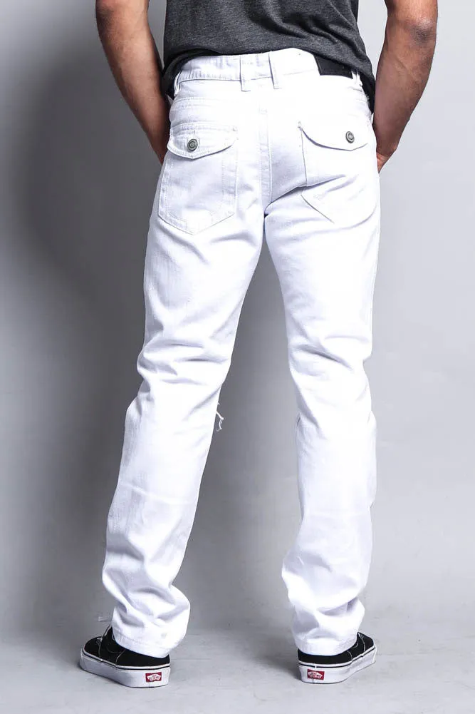 Men's Destroyed Taper Fit Colored Jeans