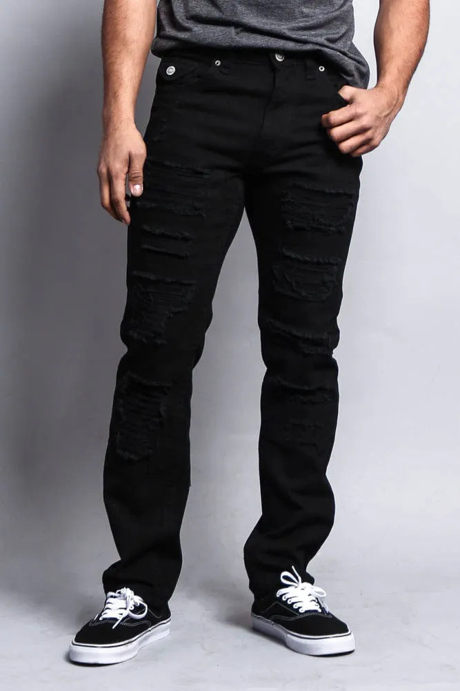 Men's Destroyed Taper Fit Colored Jeans