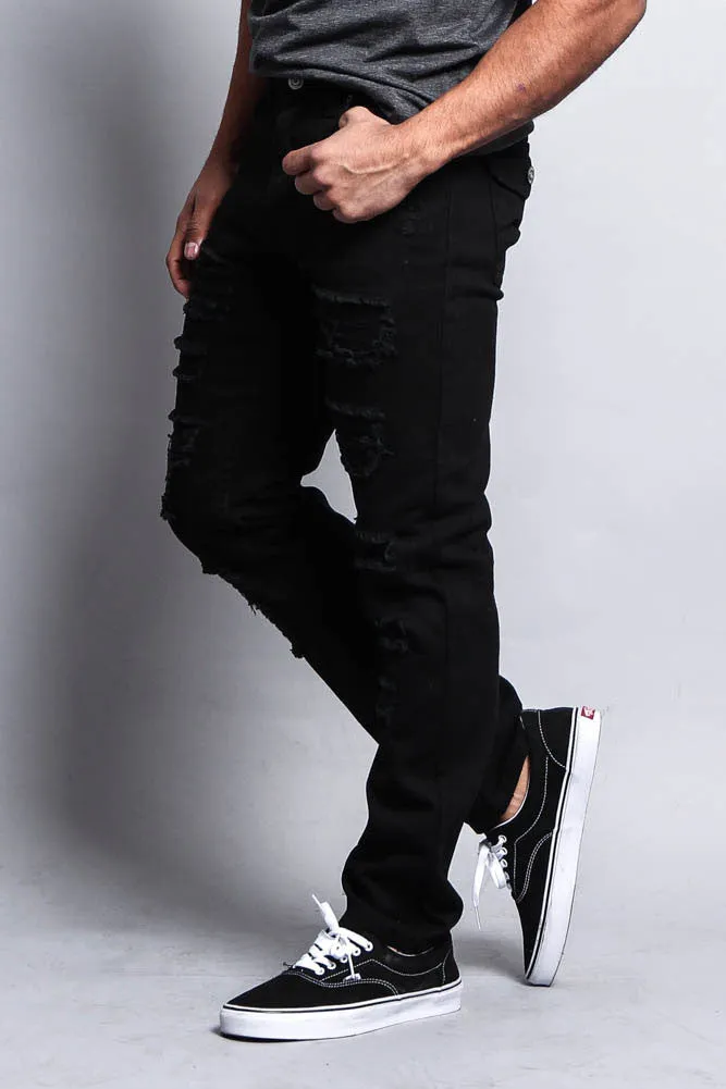 Men's Destroyed Taper Fit Colored Jeans