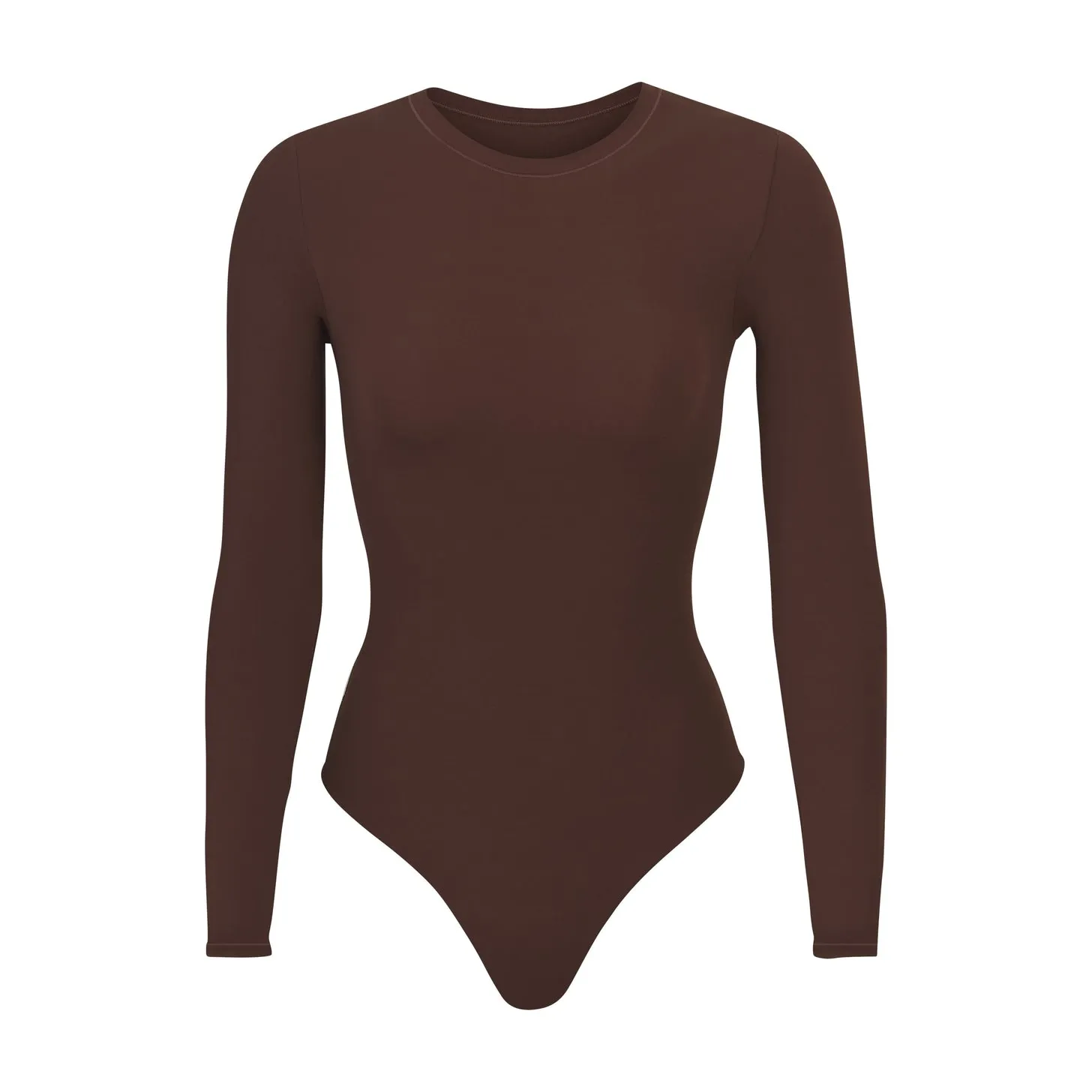 Nadia Long Sleeve Crew Neck Bodysuit - Brown