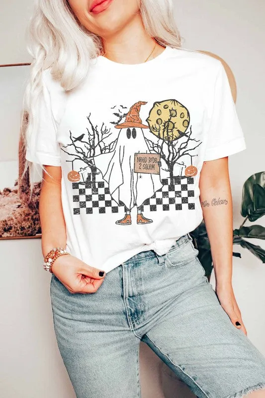 NEED RIDE TO SALEM HALLOWEEN GRAPHIC TEE