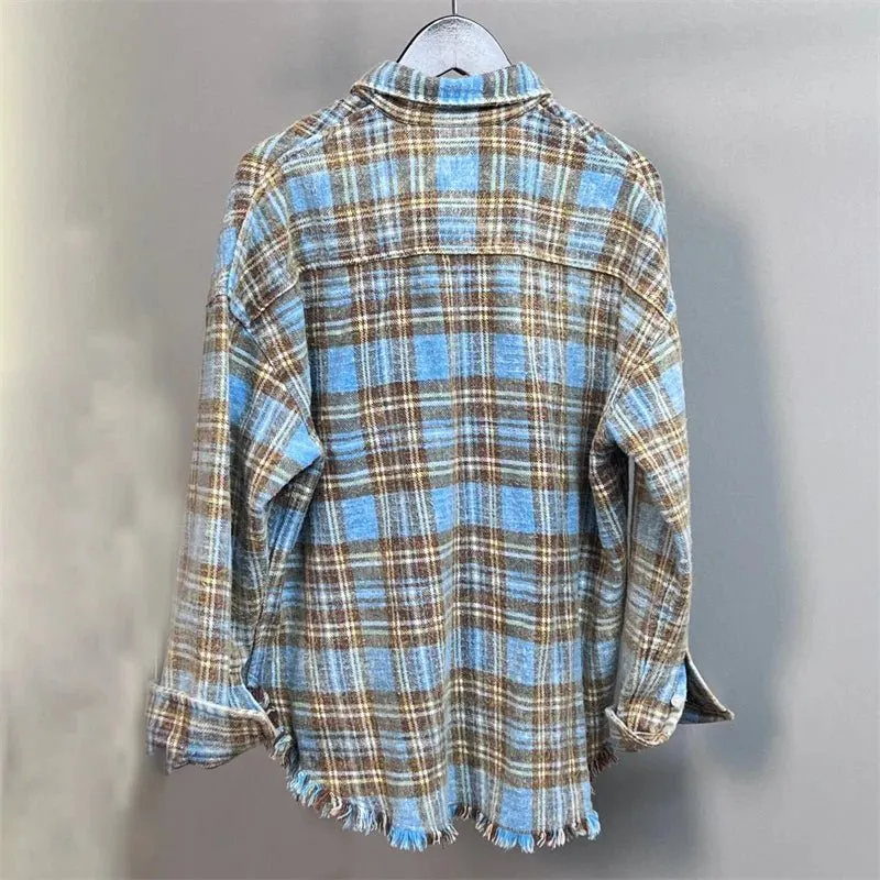 Pre Order:  Frayed Plaid Cotton Shirt