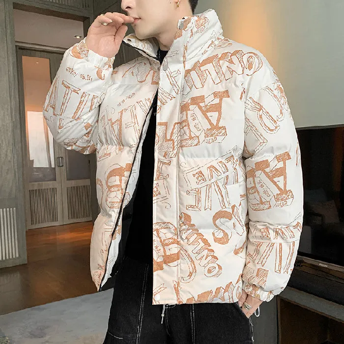 Printed Loose Fit Plus Thickened Puffer Jacket