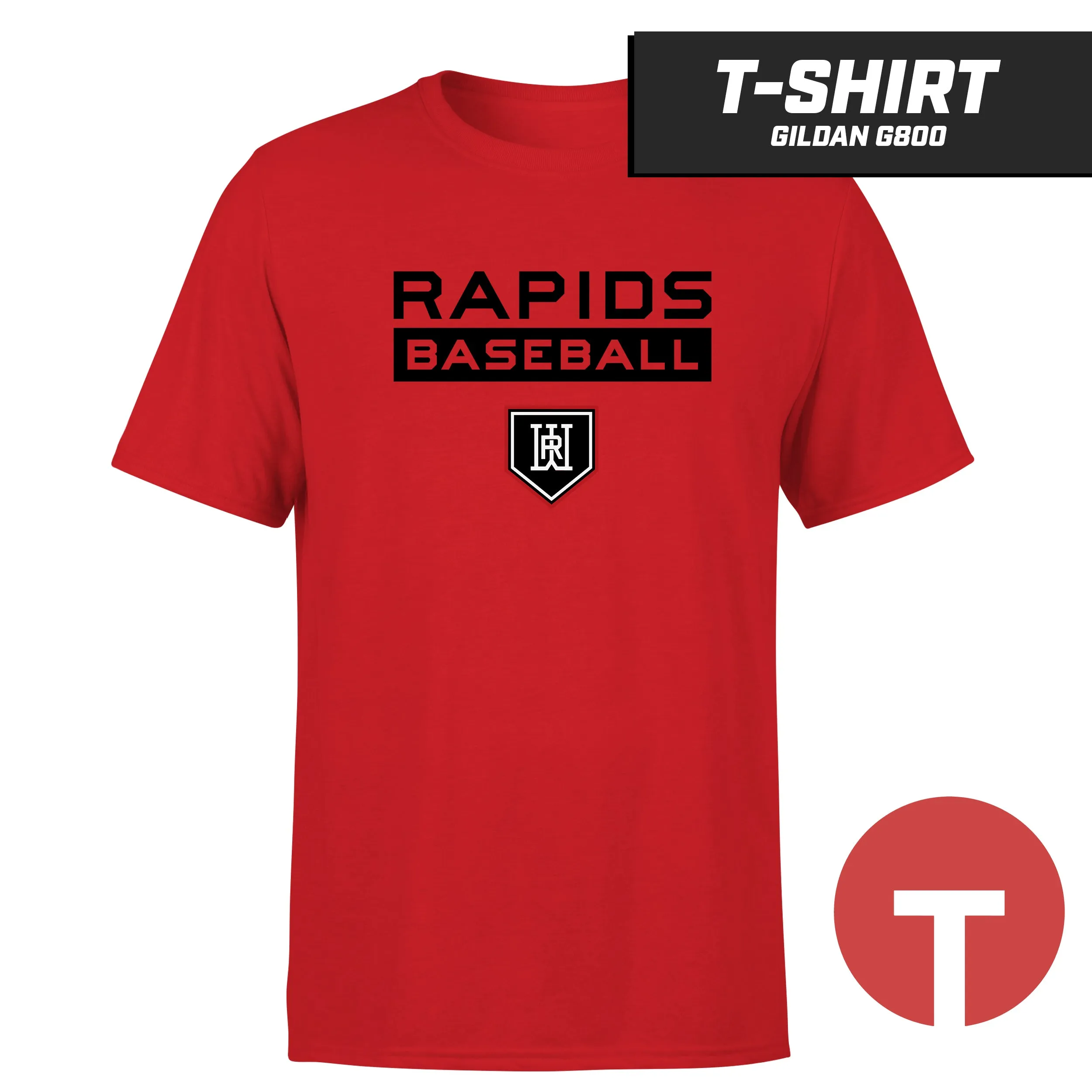 Rapids Baseball - T-Shirt Gildan G800 - LOGO 4