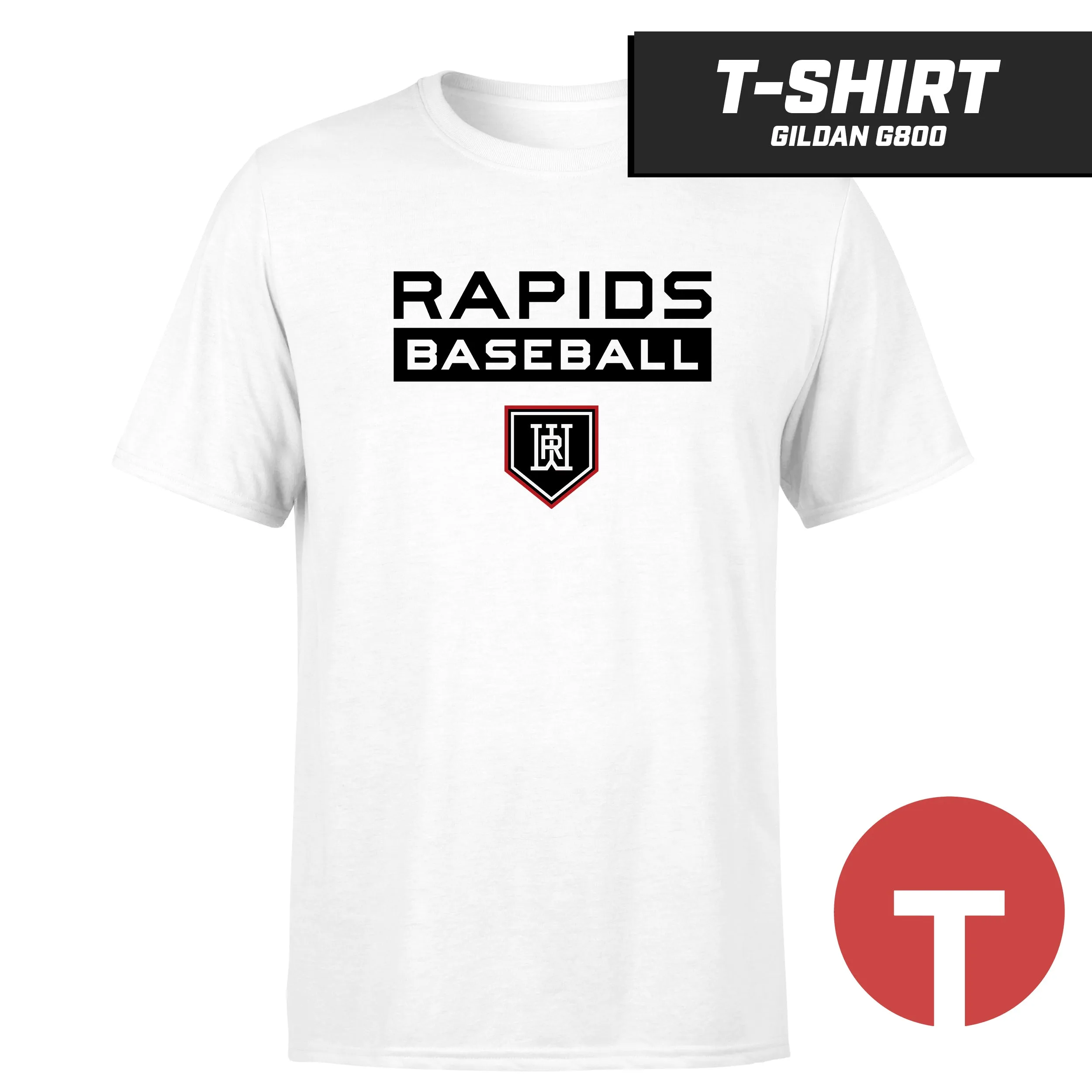 Rapids Baseball - T-Shirt Gildan G800 - LOGO 4