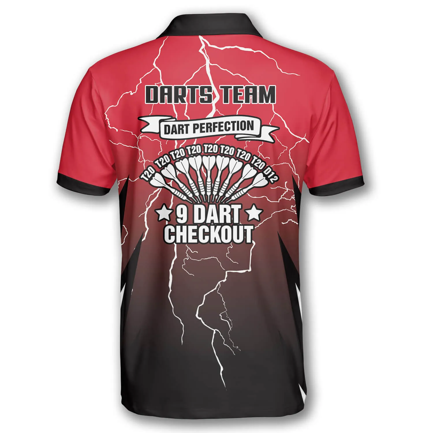 Red Lightning Custom Darts Shirts for Men, Dart Perfection, 9 Dart Checkout Shirt