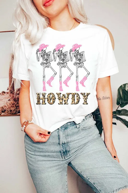 SKELETON HOWDY LEOPARD GRAPHIC TEE PLUS SIZE