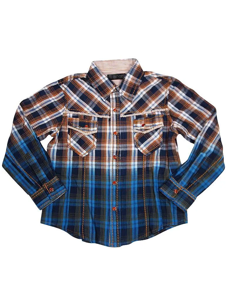 Smash Boys Sizes 4 - 14 Western Style Long Sleeve Button or Snap Down Shirt Top, 32947