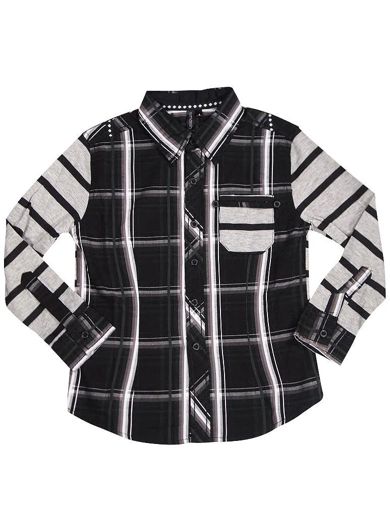 Smash Boys Sizes 4 - 14 Western Style Long Sleeve Button or Snap Down Shirt Top, 32947