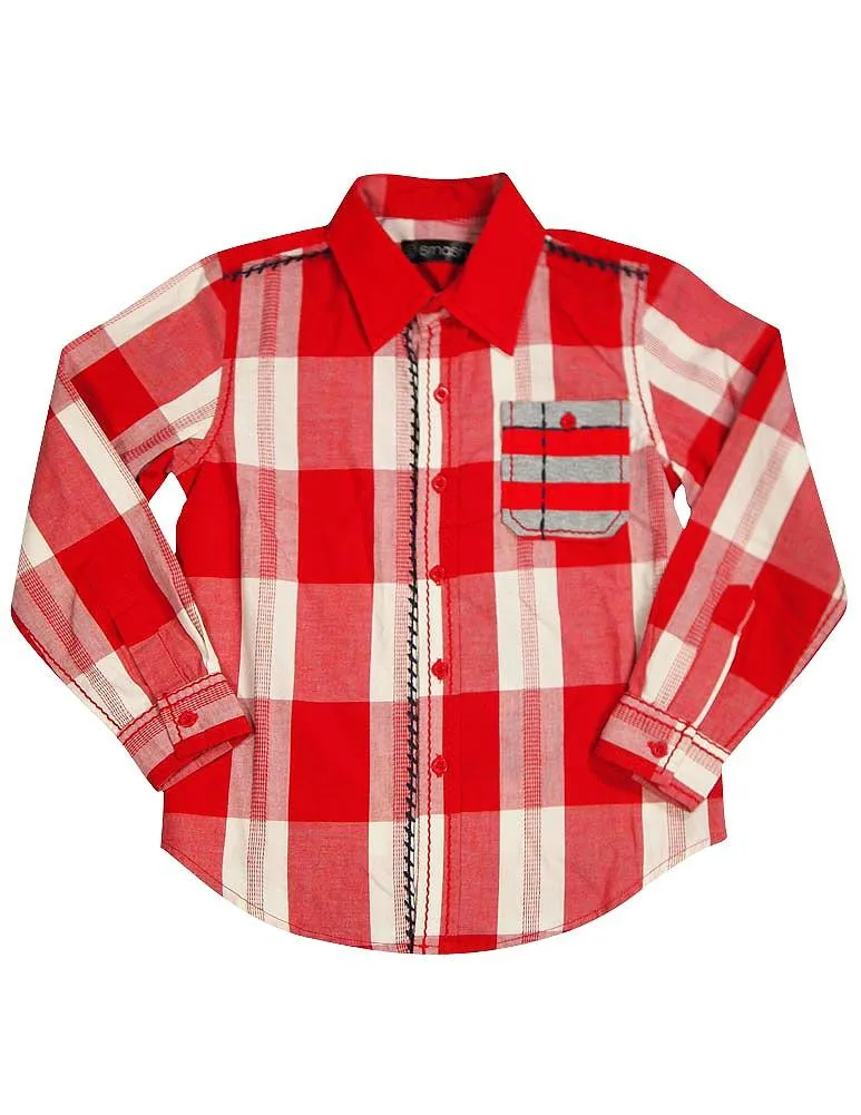 Smash Boys Sizes 4 - 14 Western Style Long Sleeve Button or Snap Down Shirt Top, 32947