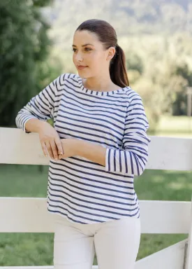 Stripe Long Sleeve Tee White / Navy