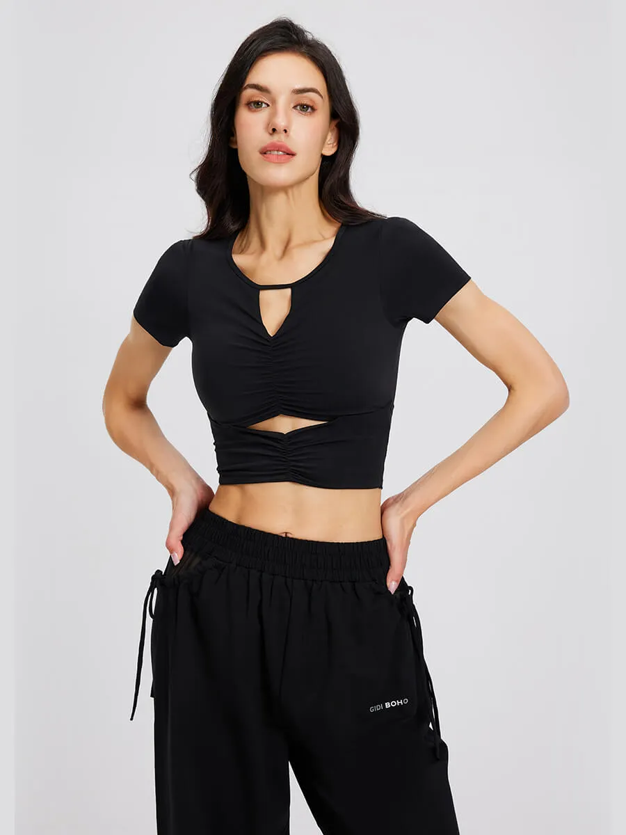 Stylish Short-Sleeve Sports Bra