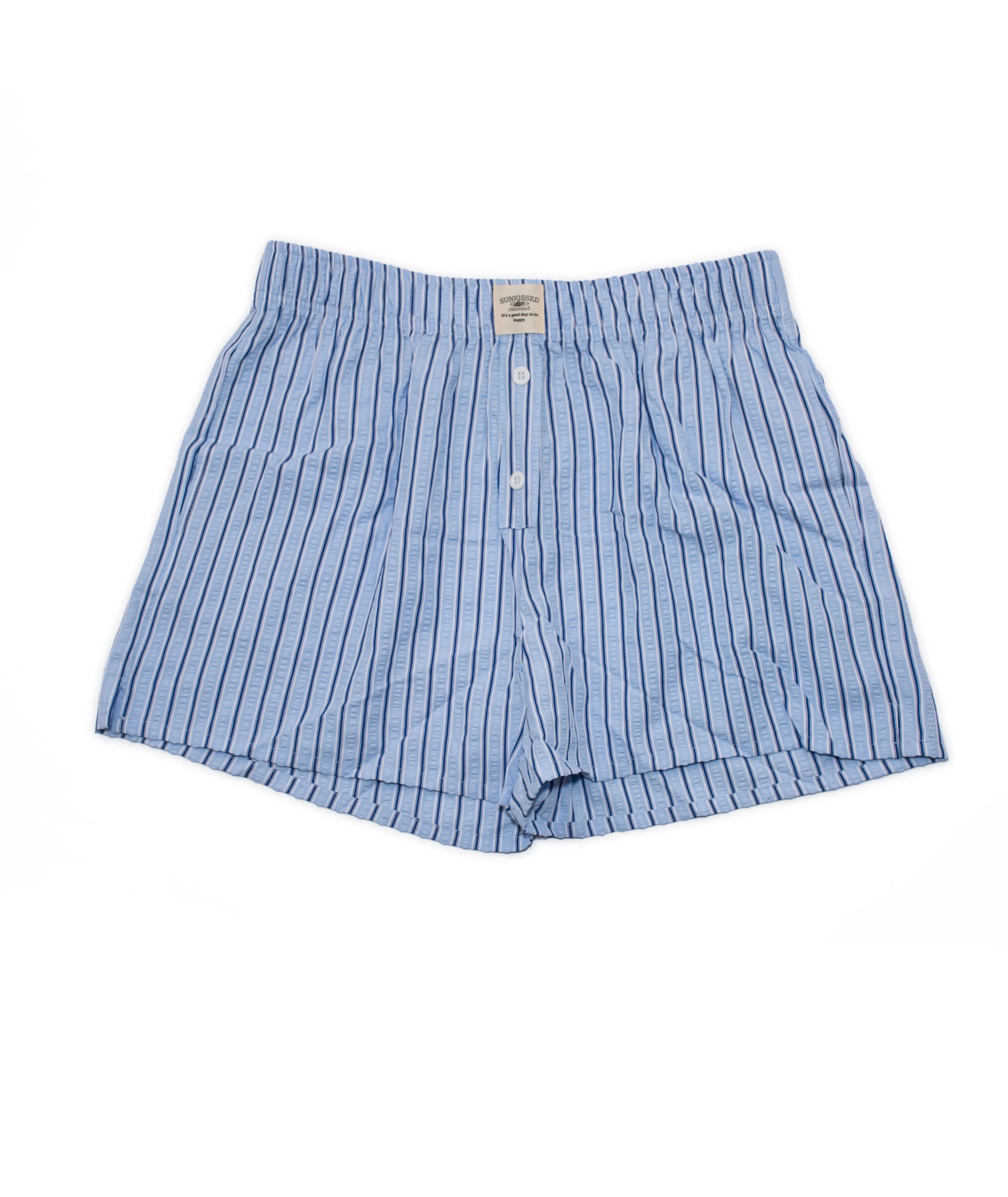 Sunkissed Coconut Juniors Saylor Blue Striped Boxer Shorts