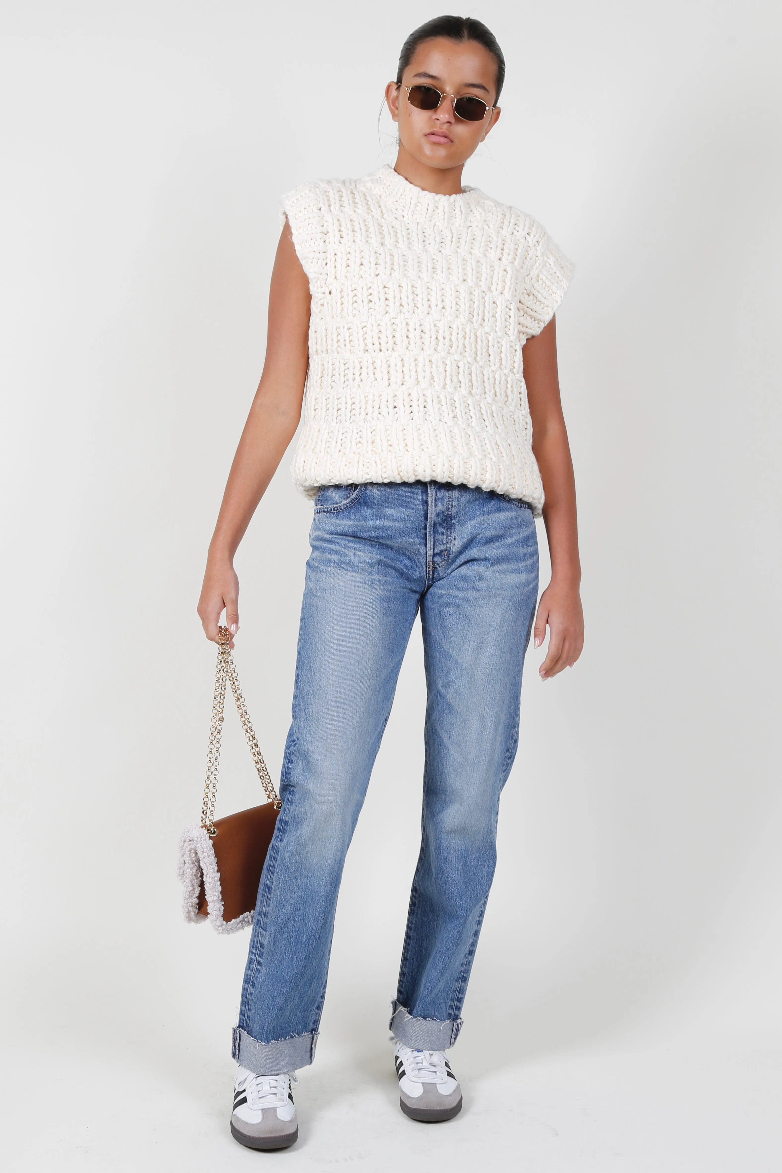 The Lyla Knit Sweater Vest - Ivory