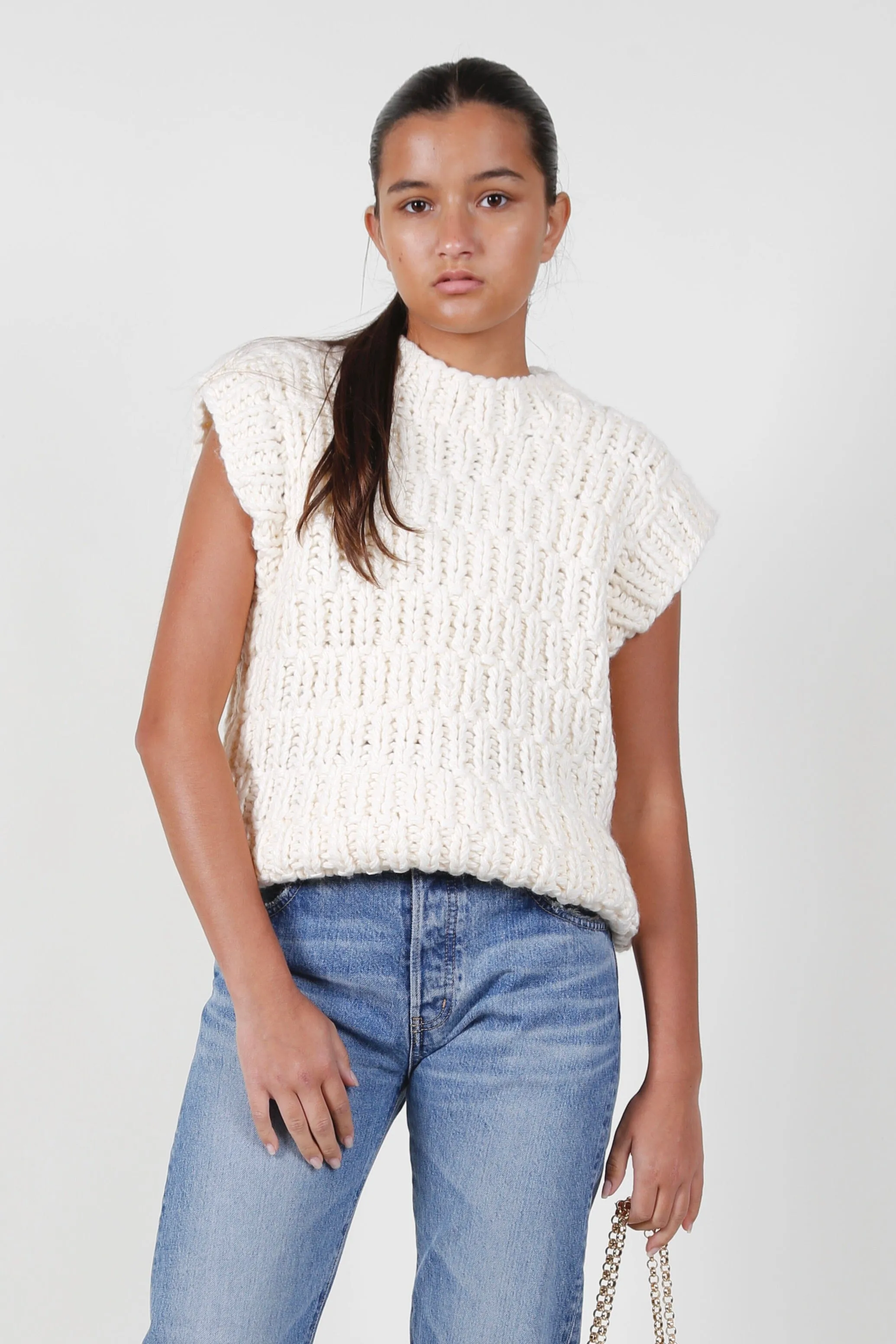 The Lyla Knit Sweater Vest - Ivory