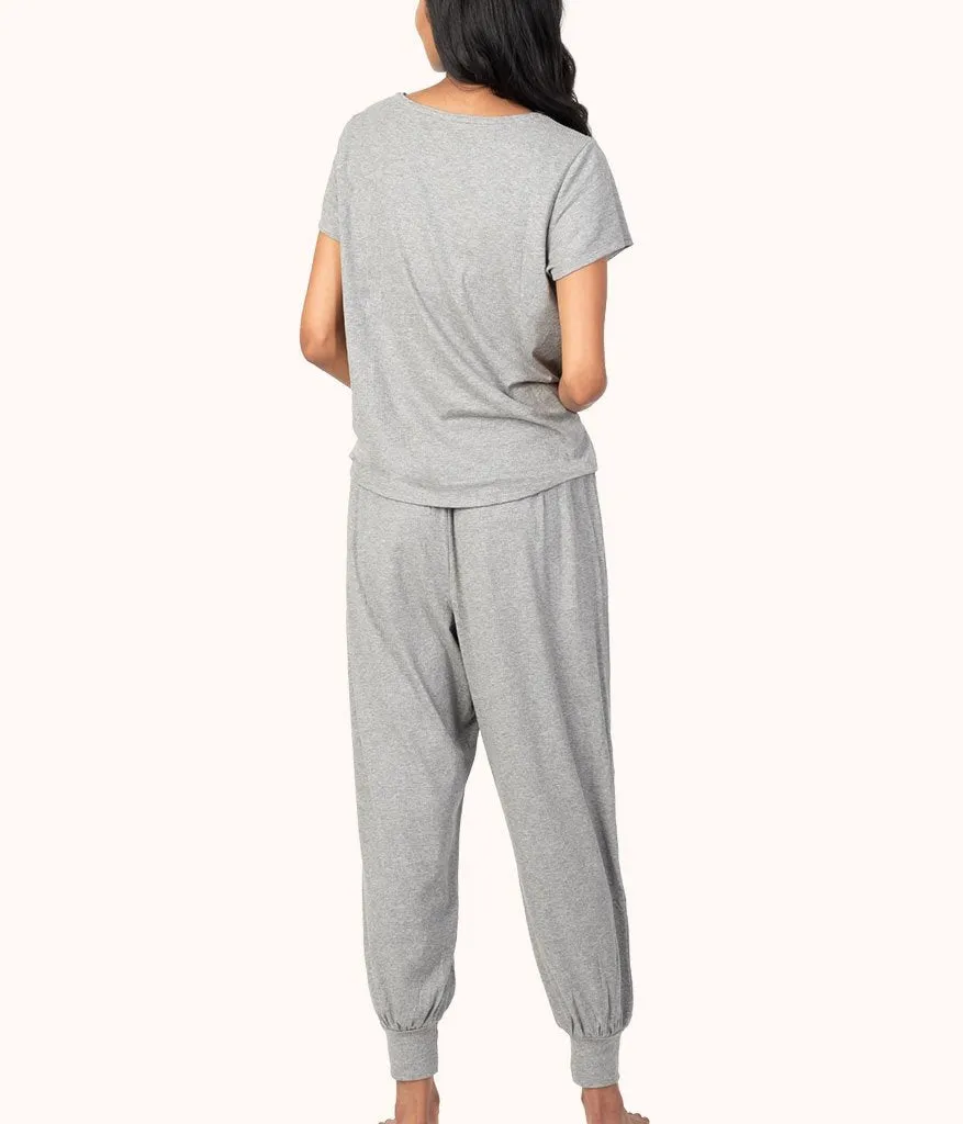 The Ribbed Jogger: Heather Gray