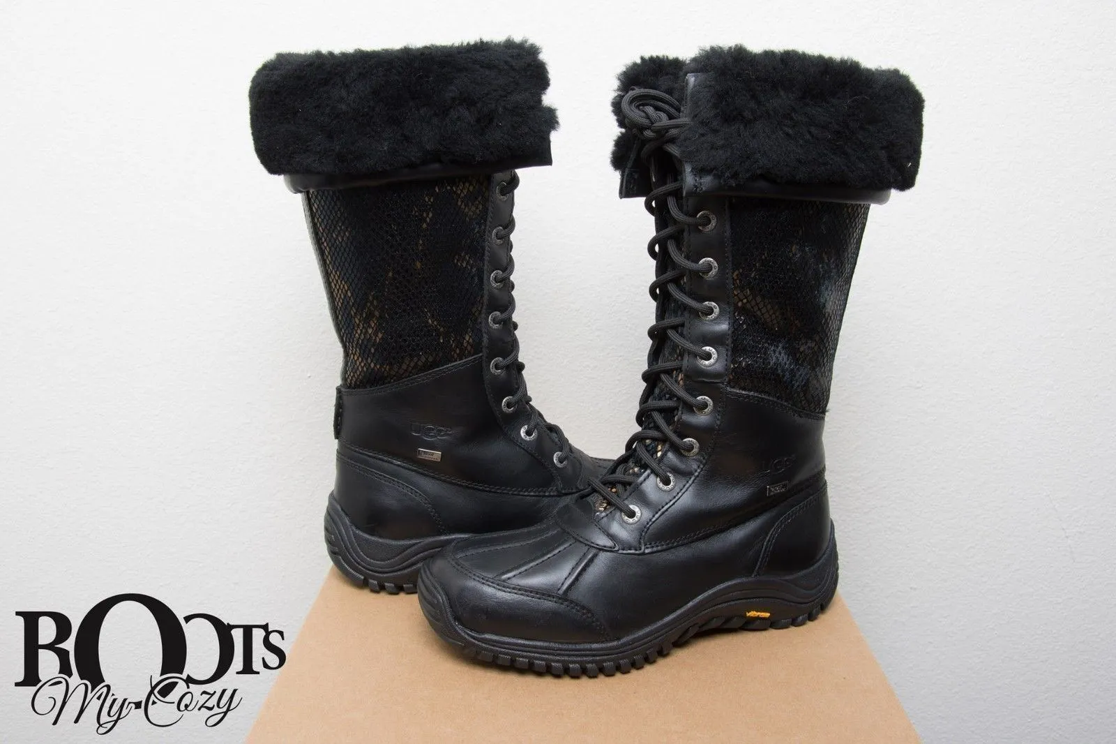 UGG Adirondack Tall Exotic Velvet Black Boots