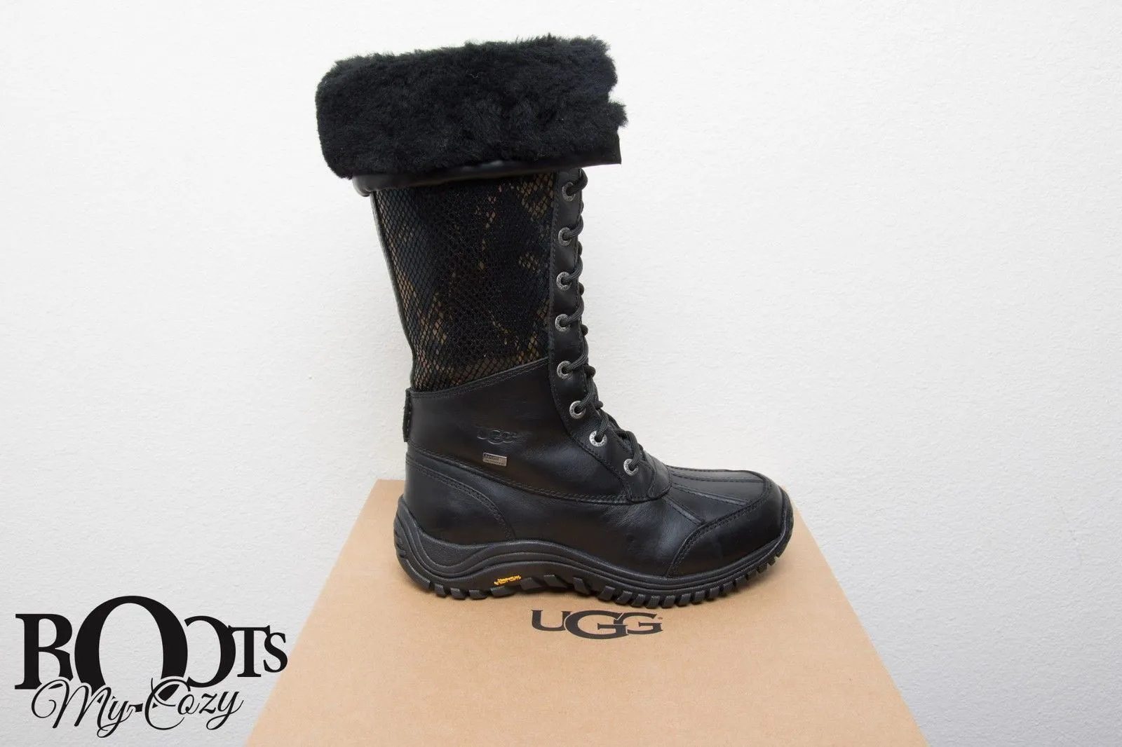 UGG Adirondack Tall Exotic Velvet Black Boots