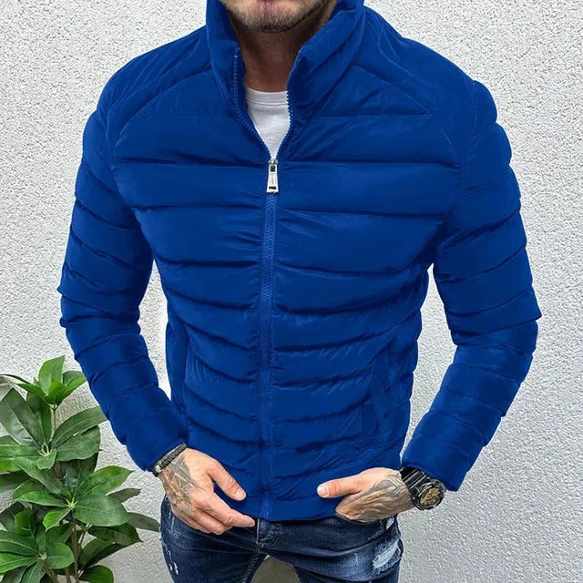 Wiaofellas Winter Lightweight Men's Padded Jackets Autumn Stand Collar Zipper Warm Cotton Coats Streetwear Male Casual Long Sleeve Outwear