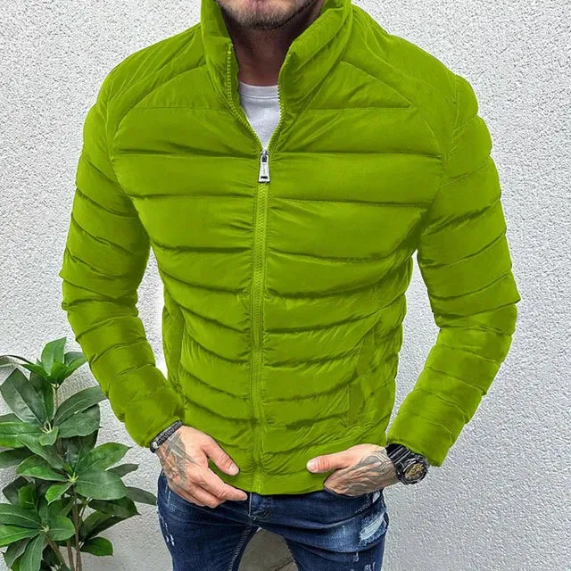 Wiaofellas Winter Lightweight Men's Padded Jackets Autumn Stand Collar Zipper Warm Cotton Coats Streetwear Male Casual Long Sleeve Outwear