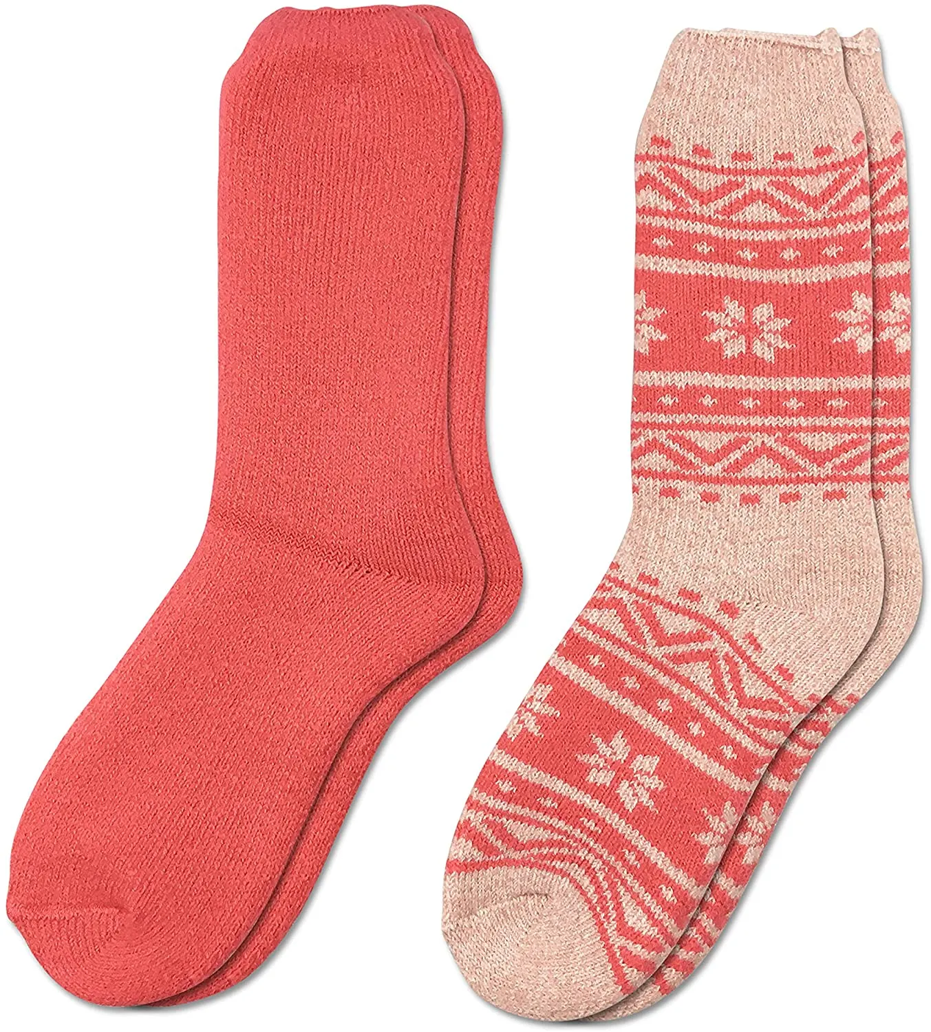 Women's 2 Pack Warm Cozy Thermal Socks - Thick Insulated Crew for Cold Winter Weather, Shoe Size 4-10